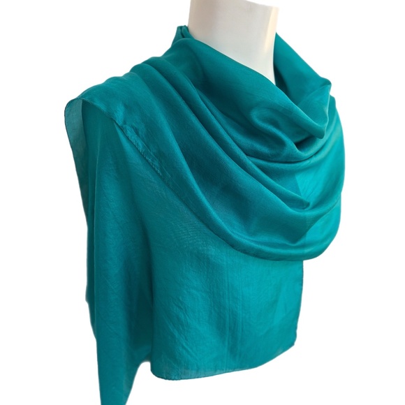 Pure Silk Lightweight Teal Scarf – Made in India 🇮🇳 - Picture 7 of 9